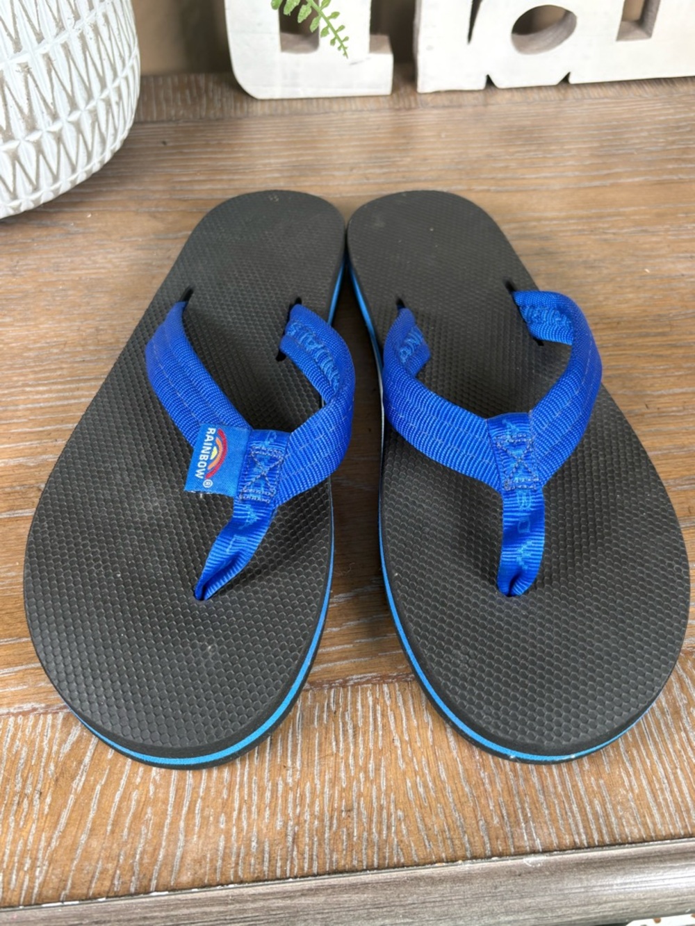 Rainbow Royal Blue Women’s Flip Flop Sandals Size 7 - Picture 5 of 12